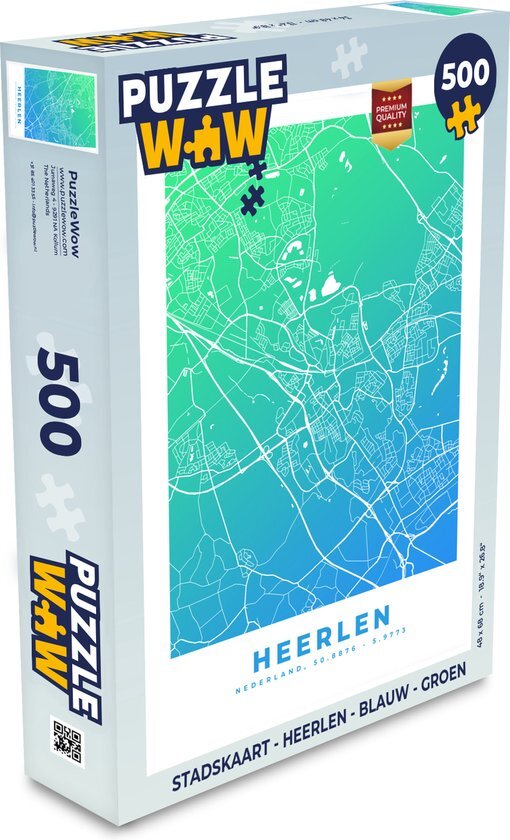 MuchoWow Puzzel Stadskaart - Heerlen - Blauw - Groen - Legpuzzel - Puzzel 500 stukjes - Plattegrond