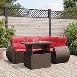 Maison Exclusive - 5-delige loungeset voor de tuin met kussens, bruin, van polyrotan