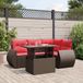 Maison Exclusive - 5-delige loungeset voor de tuin met kussens, bruin, van polyrotan