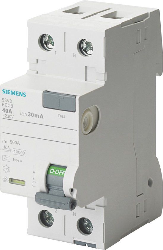 Siemens 5SV33126 Aardlekschakelaar A 2-polig 25 A 0.03 A 230 V