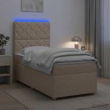 vidaXL Boxspringbed met matras Crèmekleurig 90 x 190 cm Stof
