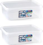 PlasticForte Boîte de conservation congélateur et micro-ondes - 3x - 6500 ml - plastique - alimentaire - 32 x 26 x 10 cm - Hermétique