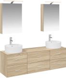 vidaXL Badkamermeubel Set 5 stuks Sonoma Eiken Bewerkt hout en glas