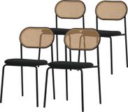 ML-Design Eetkamerstoel set van 4 zwart tot 120 kg rotan rugleuning