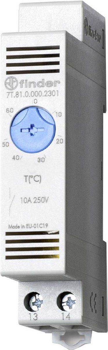 FINDER Thermostaat voor schakelkastverwarming 7T.81.0.000.2301 250 V/AC 1x NO (l x b x h) 88.8 x 17.5 x 47.8 mm 1 stuk