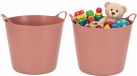 Excellent Houseware Kuip flexibel - 2x - roze - 40 liter - met handvatten - 45 cm - kunststof - emmer - wasmand