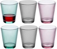 5five Waterglazen/drinkglazen Malau - 18x - transparant kleurenmix - 240 ml - lage cups