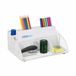 Relaxdays bureau organizer, 5 vakken, mesh, modern design, HBD 10,5 x 25,5 x 17 cm, kantoor, pennenbak metaal, wit