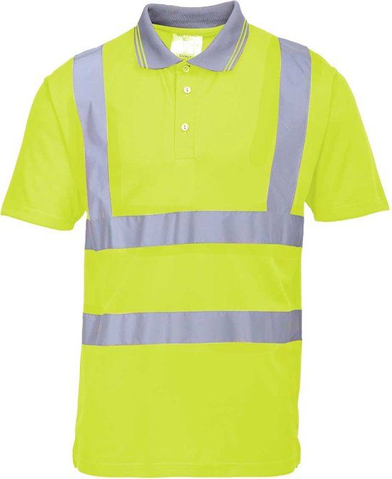 Portwest Poloshirt geel met korte mouwen en reflectiestrepen Maat 4XL