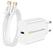 Avizar Mayaxess, 20W netadapter voor Galaxy A36 + USB-C kabel 1 meter, wit