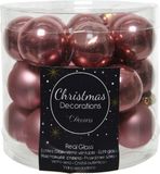 Decoris Kerstballen glas D2.5cm mix velours roze dia2.50cm