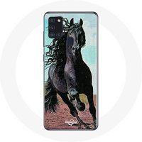 Maniacase Hoesje voor Samsung Galaxy A21S Het zwarte paard van het Friese ras