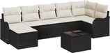 vidaXL Tuinbank Set 8-delig Zwart en Wit Polyrattan