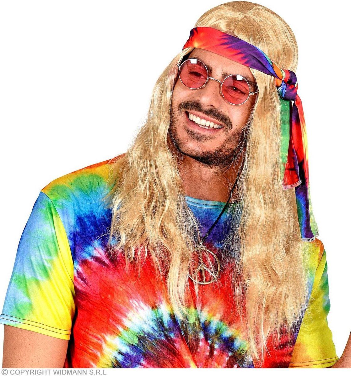 Widmann Pruik Hippie met tie-dye hoofdband - blond | One Size