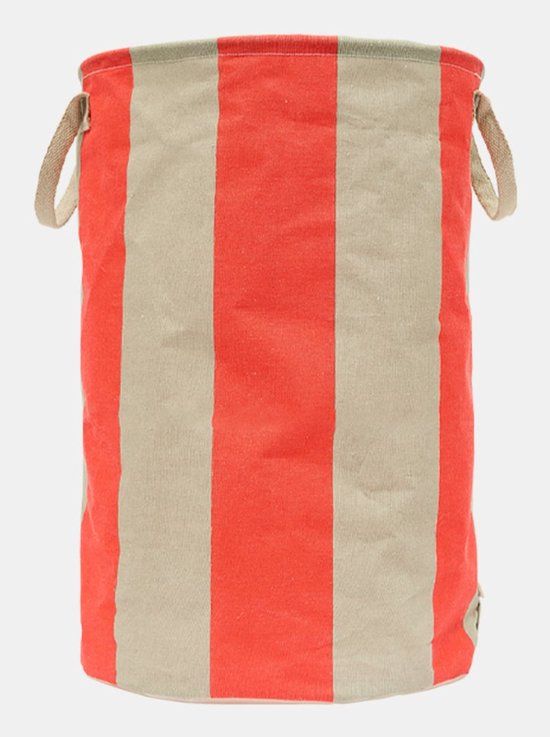 OYOY Kara opbergmand rond beige/rood katoen/polyester/polyethyleen/polyamide/viscose met handgrepen 38x54 cm