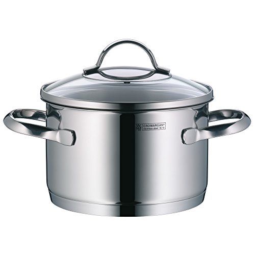 WMF Provence Plus kookpan hoog met glazen deksel 16 cm, braadpan 2,0 l, Cromargan roestvrij staal gepolijst, pan inductie, ongecoat, ovenbestendig