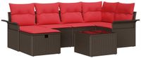 vidaXL Tuinbank Set 7 st Bruin en Rood poly rattan