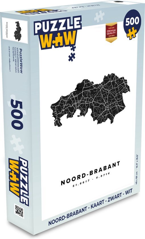 MuchoWow Puzzel Noord-Brabant - Kaart - Zwart - Wit - Legpuzzel - Puzzel 500 stukjes