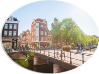 Merkloos / Sans marque PVC Schuimplaat Ovaal - Bruggen in Amsterdam - 56x42 cm