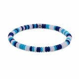 Frank 1967 7FB-0801 Heren Armband Kralenarmband Wit, Lichtblauw & Donkerblauw Zilverkleurig