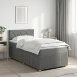 vidaXL Boxspringbed met matras, donkergrijs, 90 x 190 cm, stof