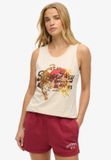 Superdry Vintage Logo Tokyo tanktop met ronde hals voor dames in pumice stone beige