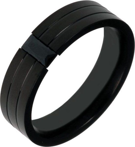 Mendes Edelstaal Heren Ring Zwart Edelsteen 18mm