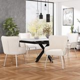 Kein Marken-/Fanartikel Set van twee fluweleetstoelen, luxe design, beige, met zilverkleurige metalen poten en armleuningen