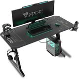 SENSE7 Nomad Cybernetic - Gaming Bureau - 140x60 cm - Bekerhouder & Headsethaak - Computerbureau - Bureau - Kabelmanagement - Zwart