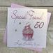 witte WHITE COTTON CARDS WB202-50 verjaardagskaart "Cupcake", handgemaakt, roze