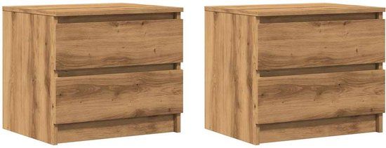 vidaXL Nachtkastjes 2 stuks 50x40x43.5 cm bewerkt hout artisanaal eiken