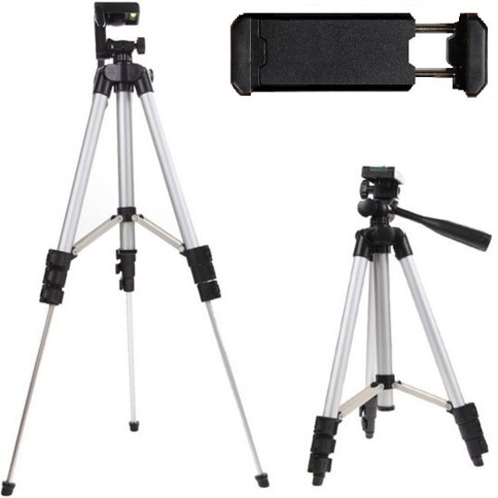 Fedec Telefoon Tripod - Telefoonstatief - Verstelbaar tot 120 CM - Extra grip telefoonhouder - Waterpas - Opbergzak