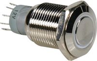 ABC-LED Drukschakelaar 16mm rond - 1NO 1NC - 12V - Wit