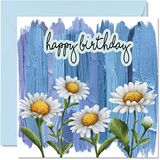 Speciale verjaardagskaarten voor haar vrouwen - bloemen madeliefjes bloemen - gelukkige verjaardagskaart voor vriend zus dochter tante mama oma oppas, 145 mm x 145 mm dames mooie schattige verjaardag wenskaarten