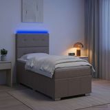 vidaXL LED Boxspringbed met Matras Taupe 100 x 200 cm Stof