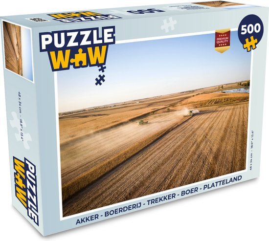 MuchoWow Puzzel Akker - Boerderij - Trekker - Boer - Platteland - Legpuzzel - Puzzel 500 stukjes - Sinterklaas cadeautjes - Sinterklaas voor grote kinderen