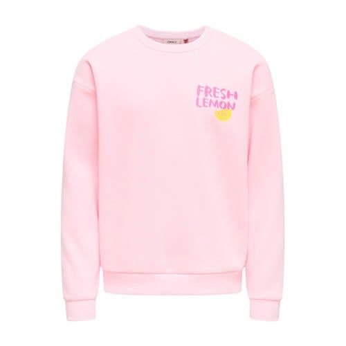 ONLY KIDS ONLY GIRL sweater met backprint lichtroze