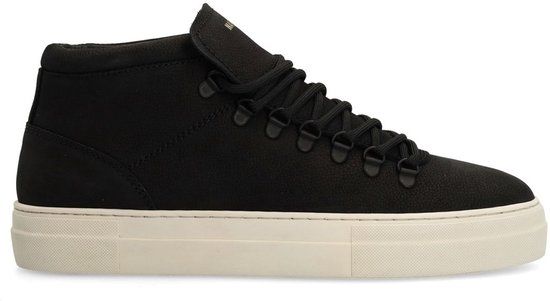 Manfield - Heren - Zwarte nubuck sneakers - Maat 46