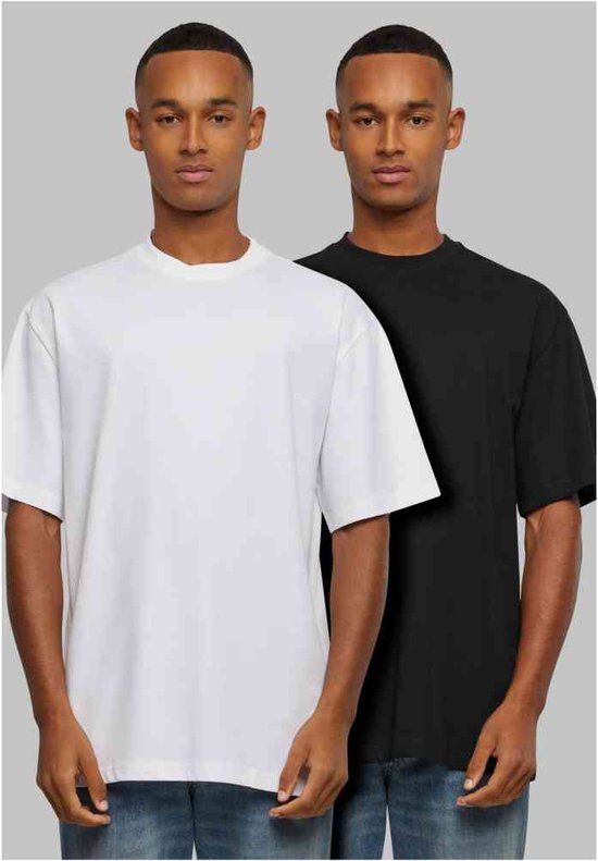 Urban Classics Tall 2-pack Heren T-shirt - 3XL - Wit/Zwart