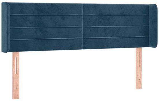 vidaXL Hoofdbord Fluweel Donkerblauw 147x16x78/88 cm