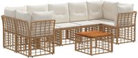 vidaXL - Buiten - bank - set - 8 - st - Natuurlijk - en - Crème - Wit - poly - rattan
