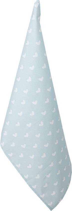 Clayre & Eef Theedoek - 47x70 cm - Blauw - Katoen - Hartjes - Keukenhanddoek