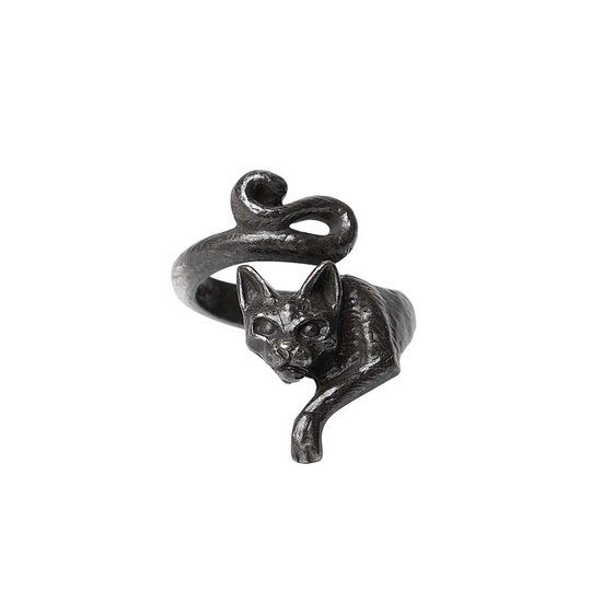 Alchemy Gothic Le Chat Noir Ring Dames Ring - zwart