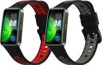 kwmobile 2x horlogebandjes geschikt voor Huawei Band 10 / 9 / 8 bandje - Smartwatch bandjes van TPU - Activity tracker horloge band in zwart / rood / zwart / grijs