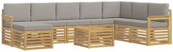 vidaXL - Bank loungeset - Polyester - Wit en lichtgrijs