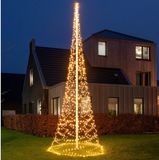 Anna's Collection Vlaggenmast kerstboom met ster - 1240 leds - Warm wit licht - D200 x H600 cm