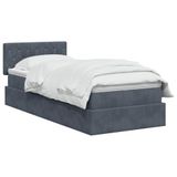 vidaXL LED opbergbed met matras Donkergrijs 90 x 190 cm Fluweel