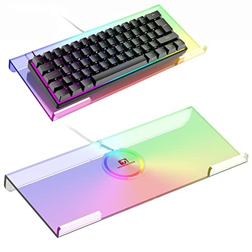 MAMBASNAKE PC-toetsenbordstandaard Riser Ergonomische computertoetsenbordhouder, gamingaccessoires voor bureau, 366 RGB-achtergrondverlichting voor 60% 80% 100% toetsenbord, helder acryl 15° gekanteld toetsenbordlade voor kantoor en thuis