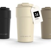 LARS NYSØM Bevægelse Thermos Coffee Mug-to-go 500ml - BPA-vrij met Isolatie - Lekvrije Roestvrijstalen Thermosbeker (Almond Beige)