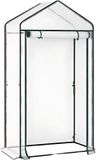 Happiq Serre de jardin - Résistant à l'hiver - Film PE 135 g/m² - Serre - Serre - Armoire de culture pour tomates et plantes grimpantes - 100x50x190cm Blanc
